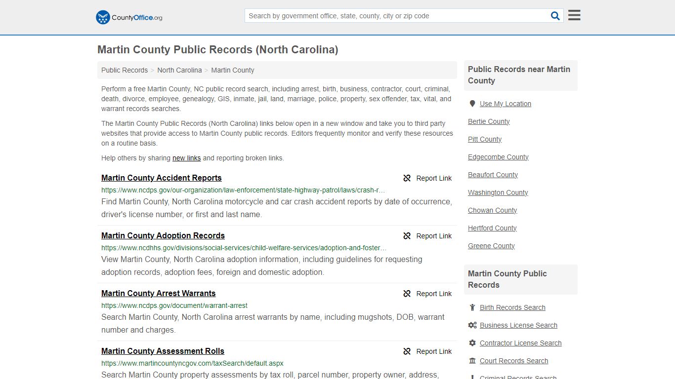 Martin County Public Records (North Carolina) - County Office